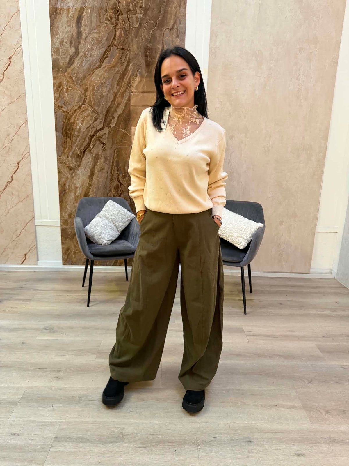 Broek Nika - kaki