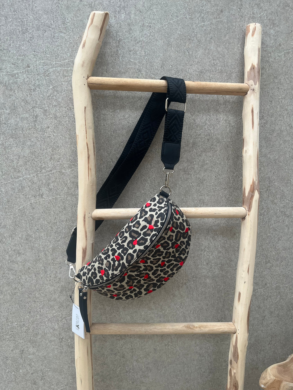 Handtas Leopard/hartjes