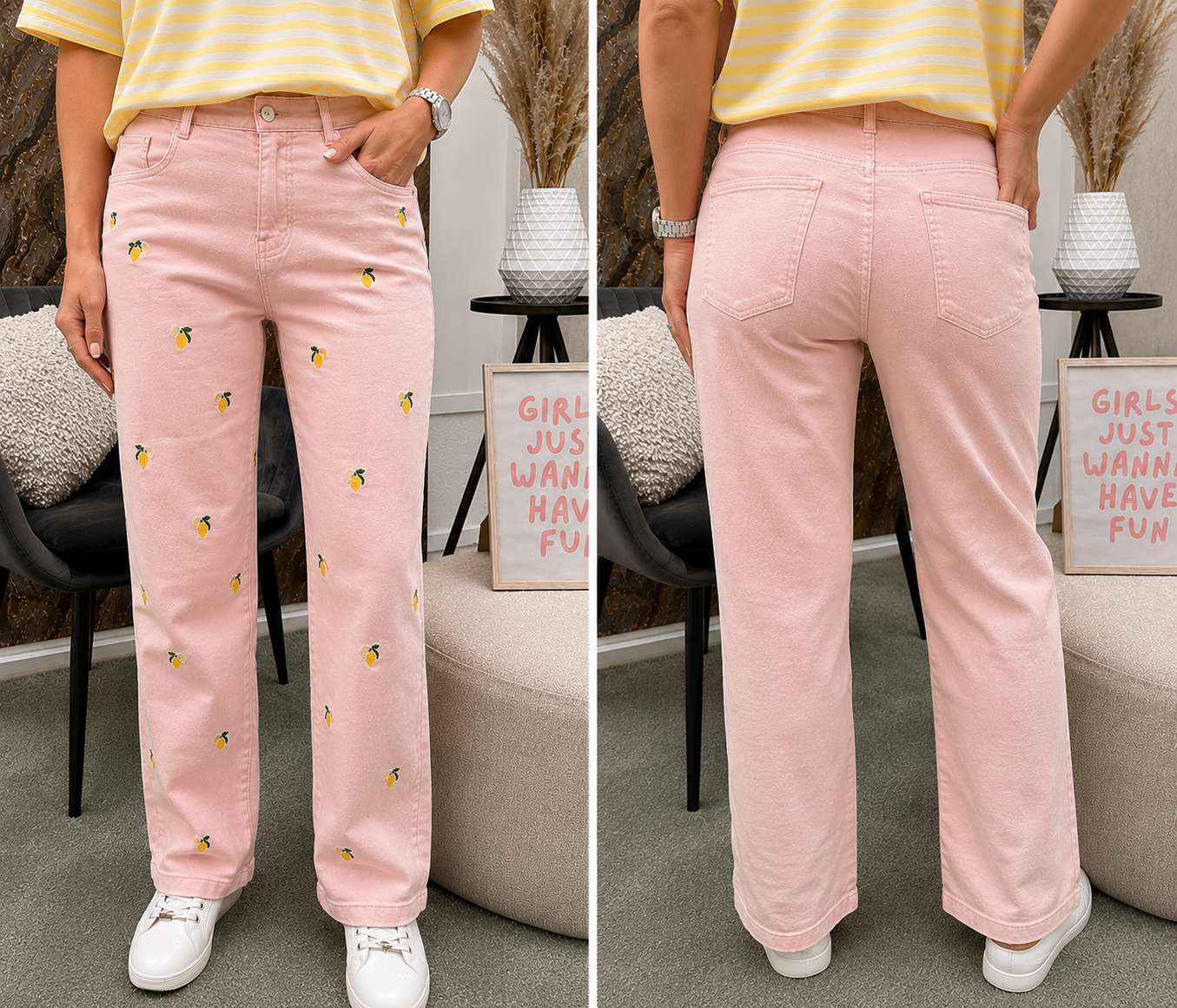 Jeans citroentjes - roze