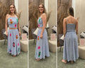 Linnen rok print - wit/blauw