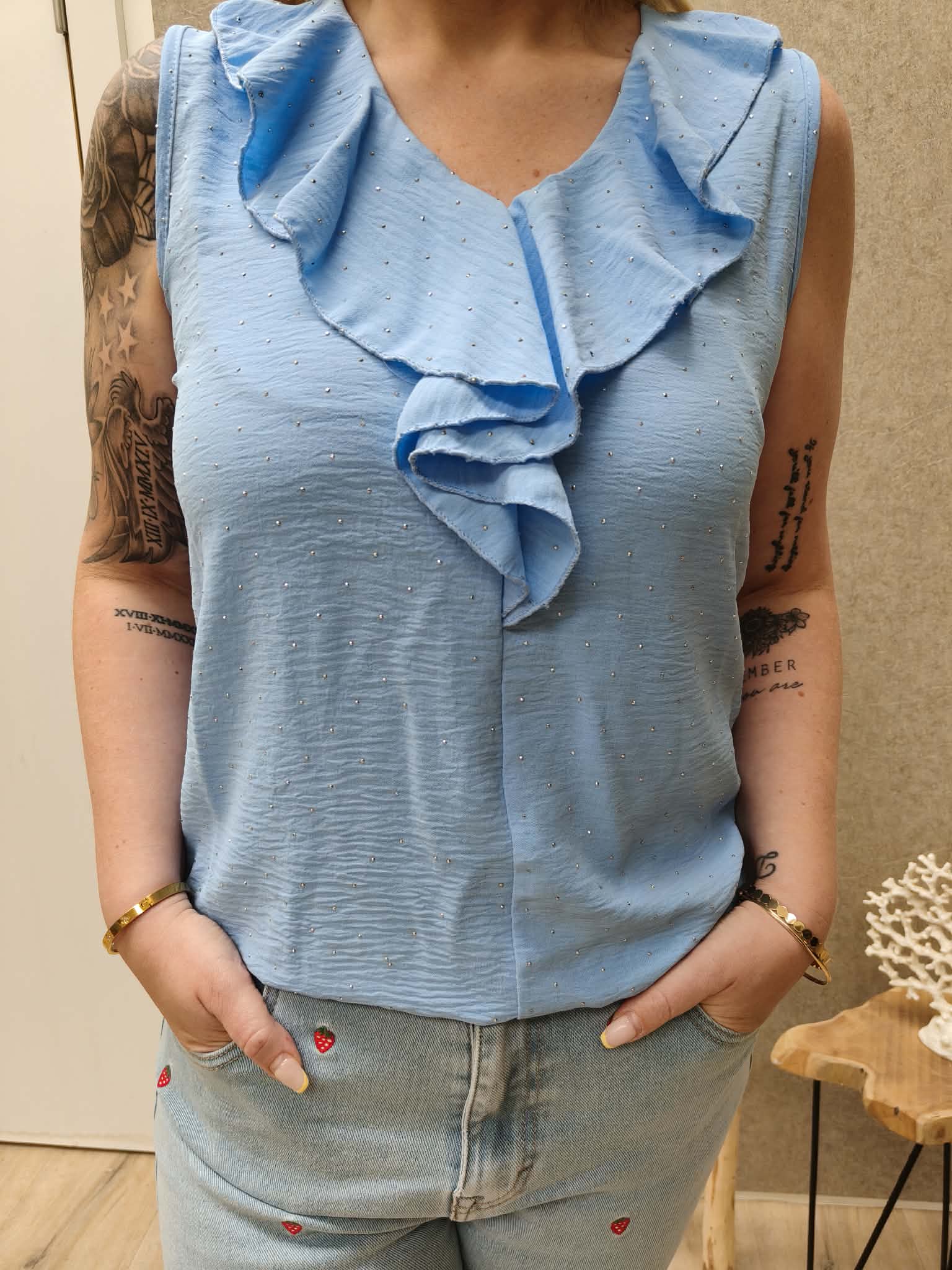 Top glitter - blauw