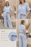 Linnen set - blauw/wit