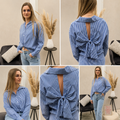 Hemd Rosy  strik - donkerblauw/wit