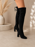 Overknee Suede Boots - zwart